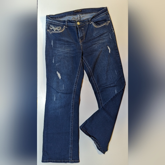 Elite Jeans 15/16 Bootcut Lightly Distressed Dark Wash - Picture 2 of 8
